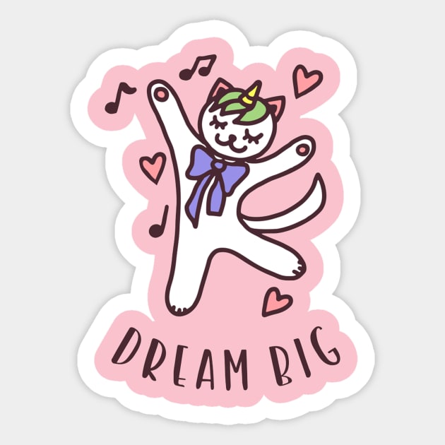 Dream Big Cute Funny Cat Lover Positive Quote Sticker by Squeak Art